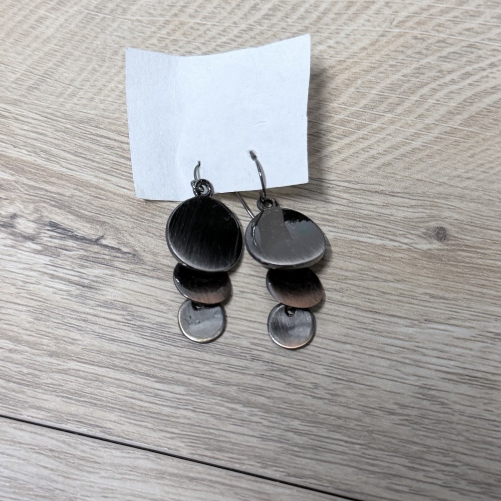 Gunmetal Disc Drop Earrings Minimalist‎ Grunge Indie Sleaze Retro Glam Style